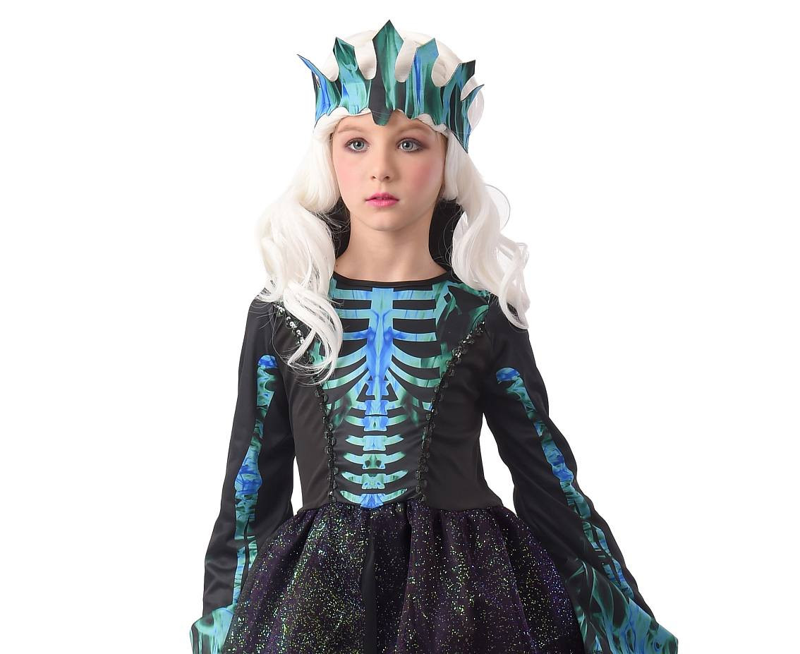 Role play-set for child Skeleton Queen (dress, crown), size 110/120 cm